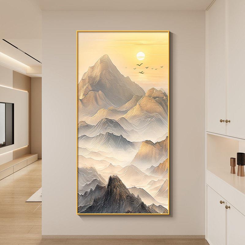背有靠山玄关装饰画现代简约客厅走廊过道挂画有山无水靠山图壁画