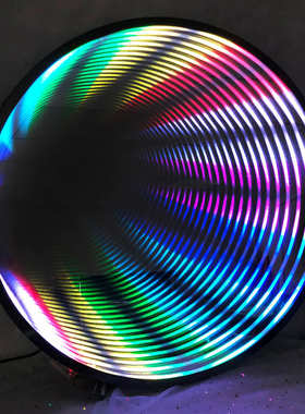 霓虹灯发光字圆彩虹深渊镜千层镜 3D无限镜面隧道延伸镜LED灯制作