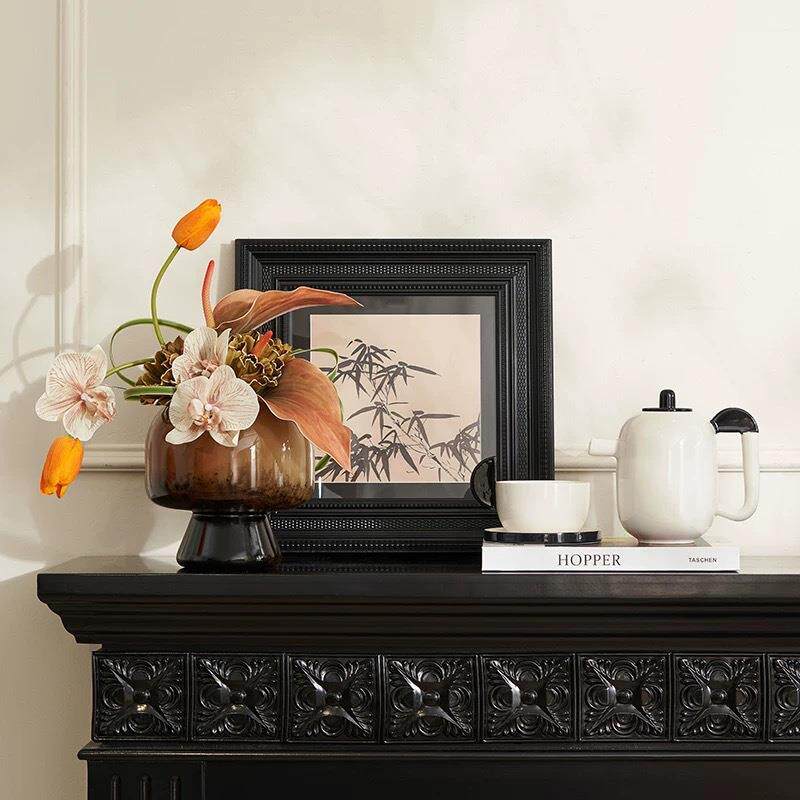 意式轻奢家具展厅会客厅沙发茶几水具托盘花瓶插花摆件氛围感布置