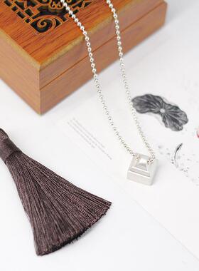 正品瑜逸男棠吊情侣银坠纯银印章女刻字项炼古风爱情生日定情信一