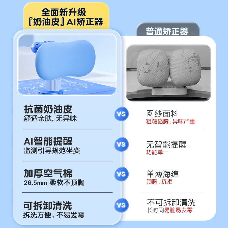 猫太子奶油皮坐姿矫正器儿童防近视纠正神器小学生写作业视力保护