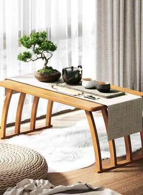 飘窗小地茶几榻榻米竹简台约窗阳台楠茶桌矮桌毯桌子竹制飘窗HGS