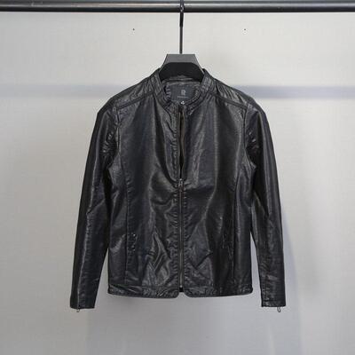 [DMXUXM]~匠心制作!一眼就爱上！休闲百搭修身短款立领皮衣外套男