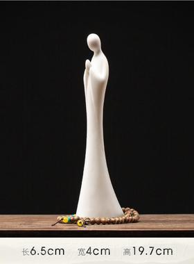 高档创意道德化意陶瓷无相佛人物摆件居室客厅瓷茶禅装饰摆设白工