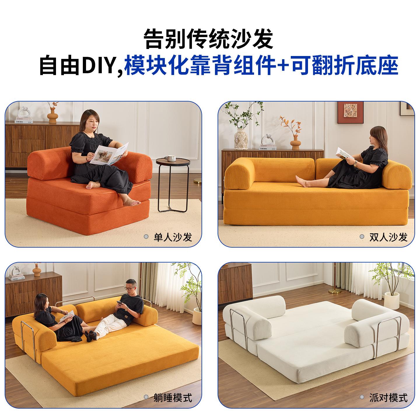 折813叠沙发床一出体两客厅民宿双缩人沙发租用房布艺沙发压沙发