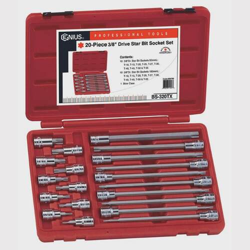 Genius天赋 3/8″10mm系列20件套内星形旋具套筒组BS-320TX