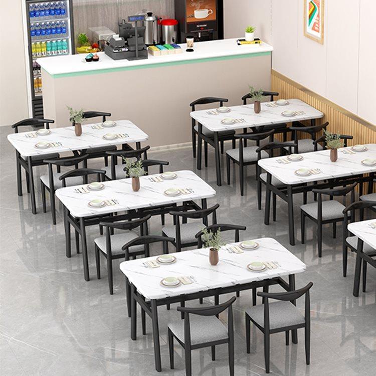 轻奢仿大理石商用餐桌长方形饭桌靠墙出租房饭店面馆餐饮桌椅组合