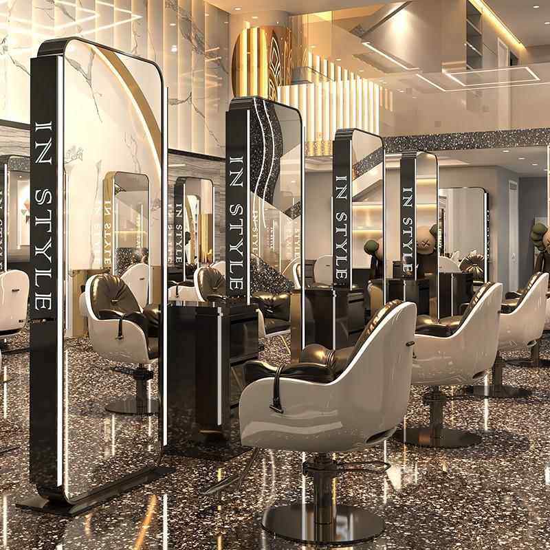 网红美店地镜台发廊落专用A121单双面理发镜高端剪发台全身发镜烫