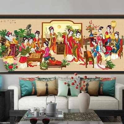 钻石画满钻红楼梦十二金钗点钻十字绣客厅大幅古代名画手工钻石绣