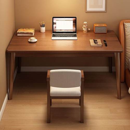 书架一体桌子女桌生家卧室电书脑桌用学生学习桌JOQ实木腿工作台