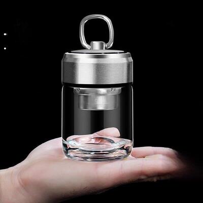 德国双层玻璃杯女便携式150ml小巧水杯商务迷你泡茶杯茶水分离男