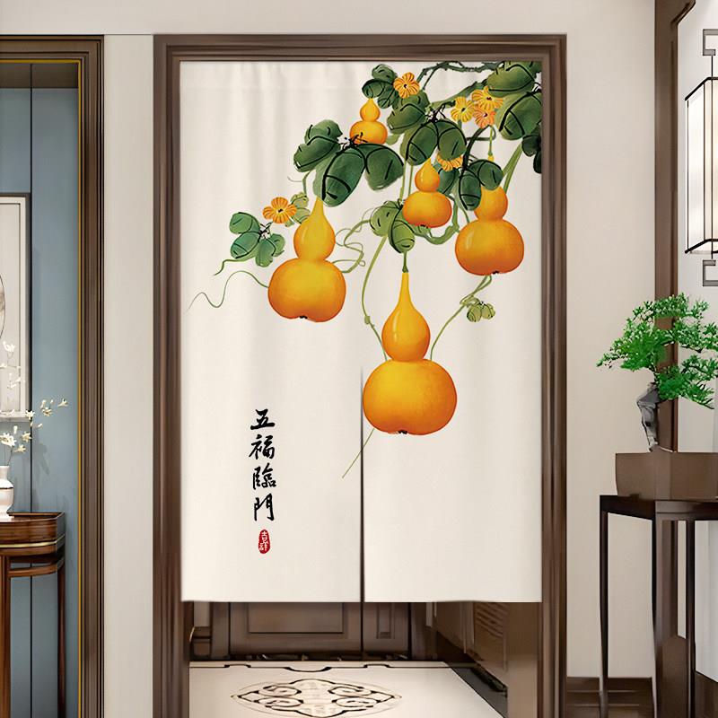 中式门帘隔断窗卧室房间家用半帘客厅过道布帘厨房化妆室遮挡帘子