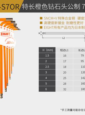 高档日本进口E角IG手HT百利内六角扳套装特长6六方六棱螺T丝刀工