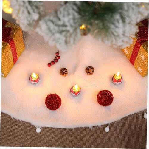 爆款热卖圣诞树裙纯白色长毛圣诞节日装饰品Christmas tree skirt