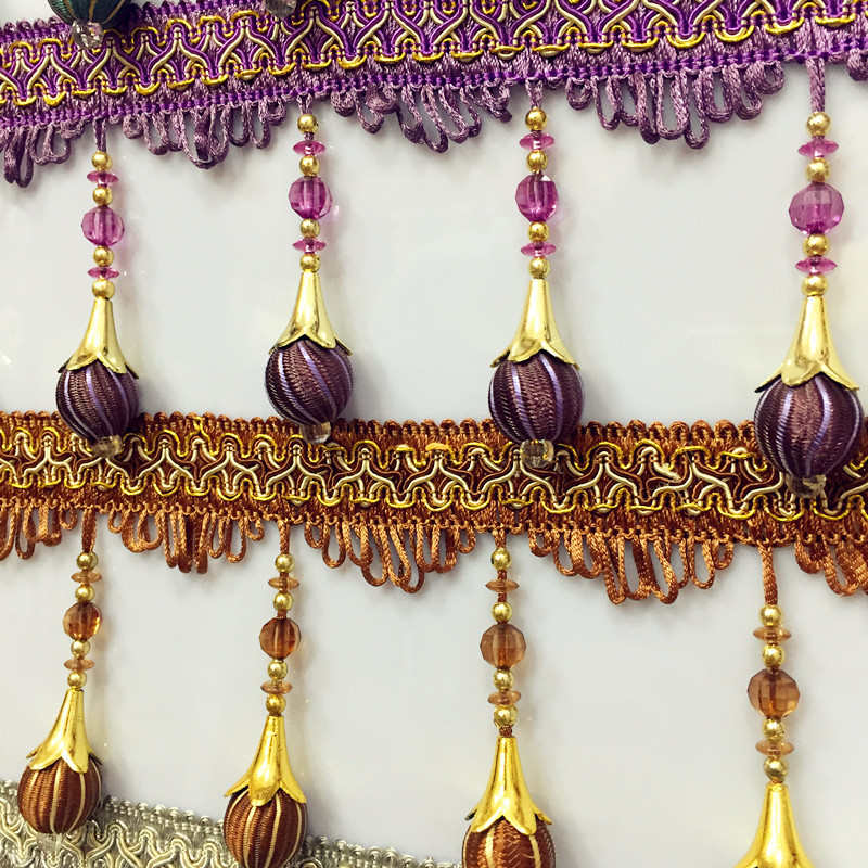 厂家高档窗帘花边牛筋珠辅料现货批发量大从优