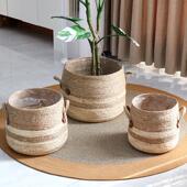 北欧草编编织花盆藤编大花篮绿植盆栽大号套盆客厅阳台花园装 饰盆