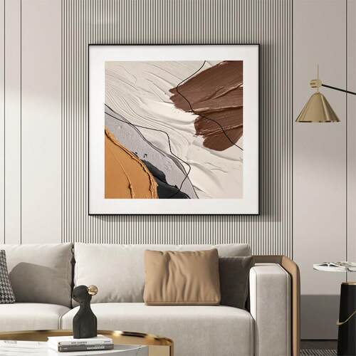 大芬村手绘油画正方形抽象客厅装饰画轻奢高级感餐厅挂画肌理壁画