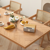 实木餐桌家用小户型日式 原木桌椅组合现代简约吃饭桌子亚克力悬浮