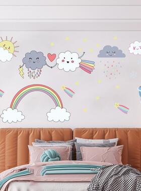 HP-019儿卡G通云朵彩虹夜光贴纸自粘KFI装饰发光Y贴画卧室童房间