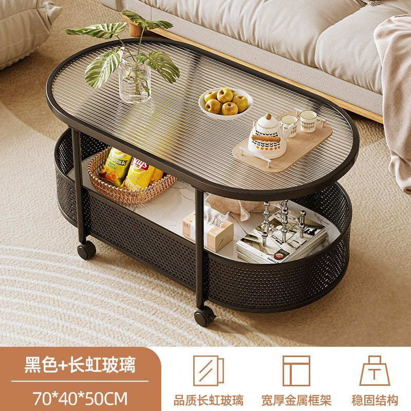 奶油风轻便可移动边几小户型客厅茶几沙发侧边带轮简约收纳小推车