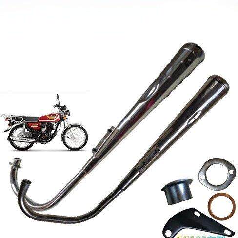 摩托车配件男装Cg125珠海Zj幸福Xf125电镀不锈钢加厚排气管消声器