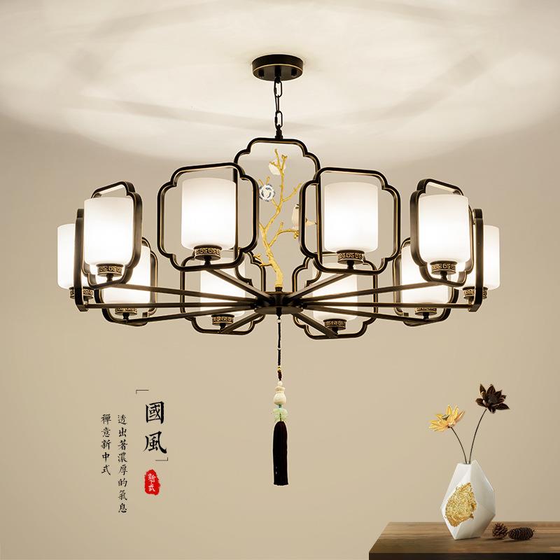 现代新中式客厅吊顶禅意简约中国风餐厅书房铁艺灯饰国风LED灯具
