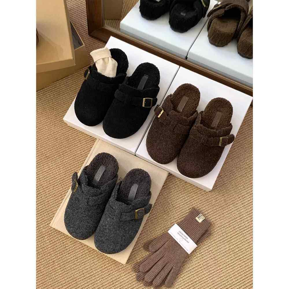 内增高灰色毛毛鞋女外穿2026春秋厚底勃肯鞋加绒厚底包头半0115w,女鞋,勃肯鞋/软木鞋,淘宝优惠券,粉丝福利购,淘宝优惠卷