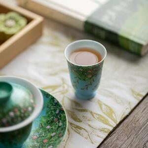 釉下彩手绘陶瓷茶杯品茗杯高足闻香杯主人杯油画风小清新茶具单杯