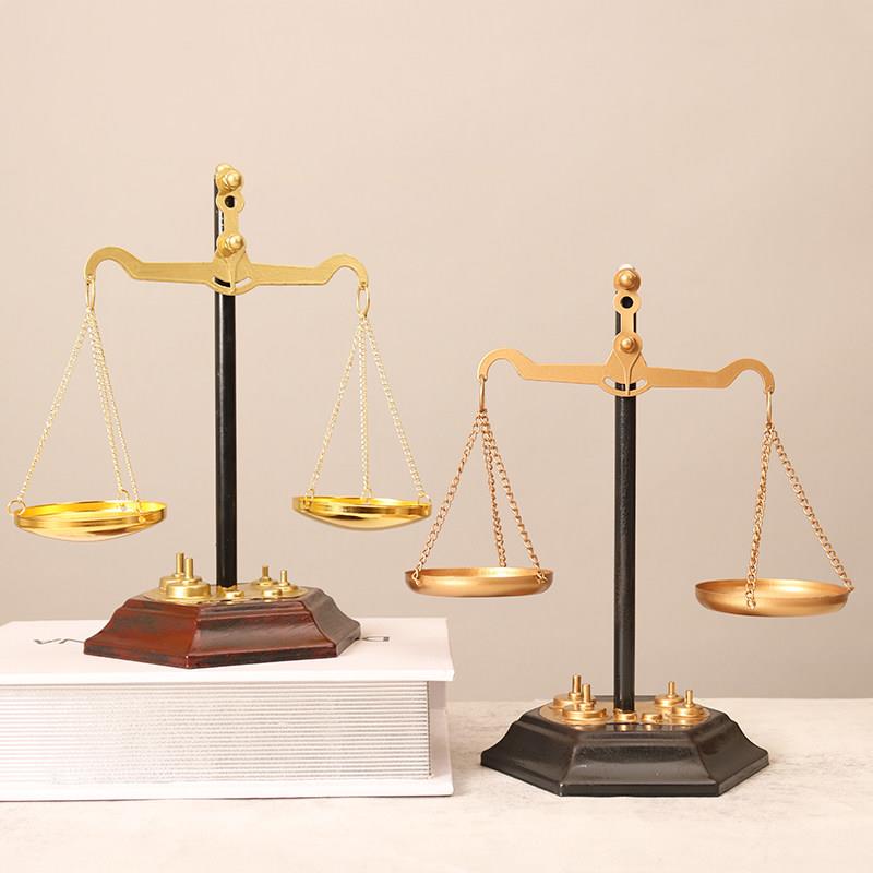 覆古铁艺天平秤托 托盘模型摆件办公室饭厅书房桌面家居摆设装饰