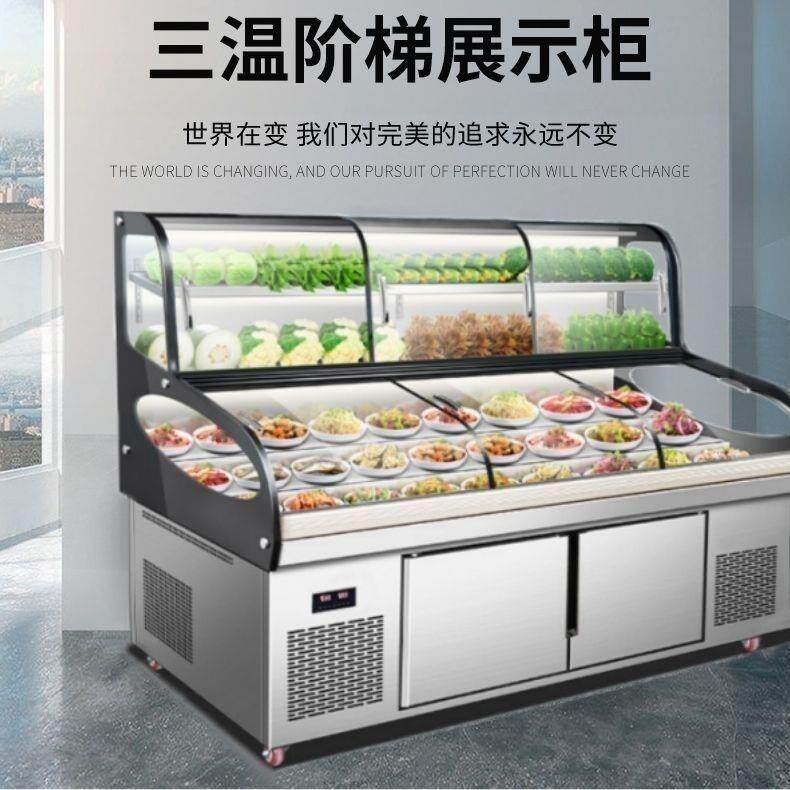 三温三控阶点梯菜冰台冷冷冻饭店明档展734示柜商用烧烤展柜示藏