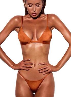Bikini single layer gram women's split solid color swims