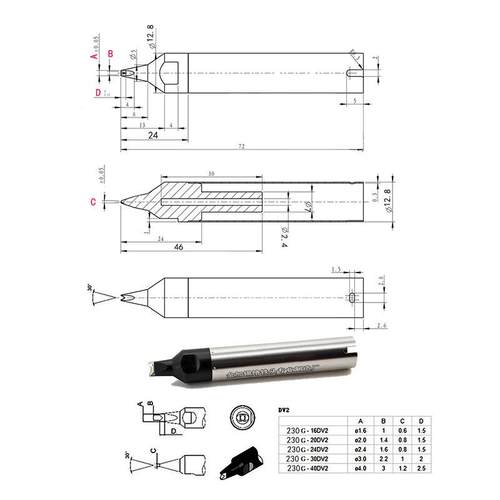 低价230G-DV2无铅烙铁头自动焊锡机烙铁头200W大功率烙铁咀