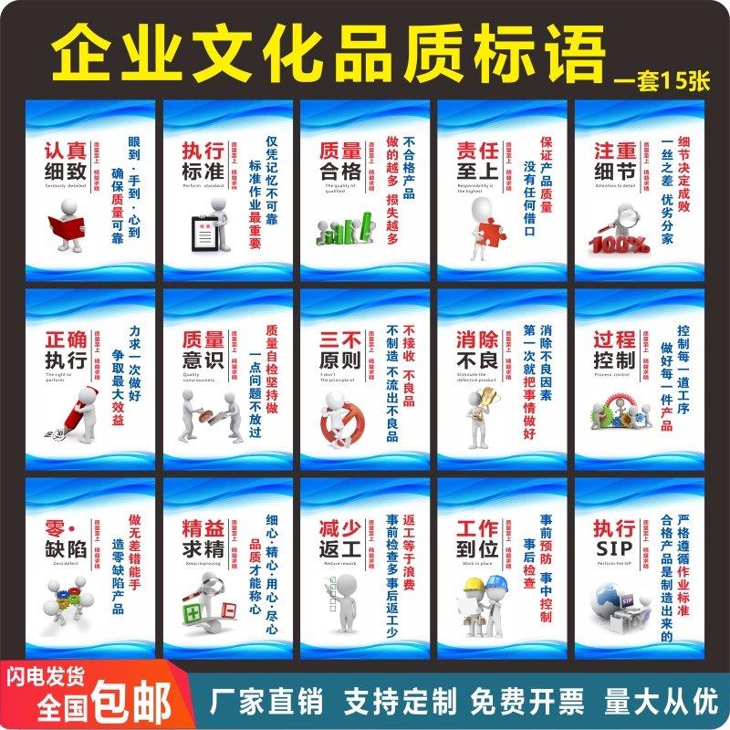 企业文化品质标语车间安全生产管理制度挂图标示牌仓库宣传海报定