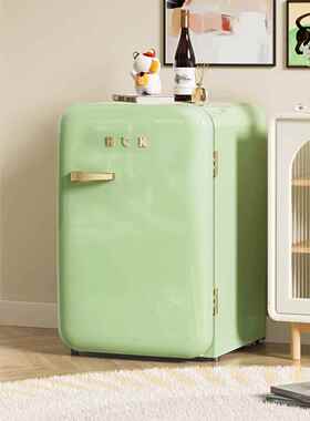 HCK哈.士奇BC-130PGC复古冰箱绿色家用办公室冷冻冷藏小型迷你可