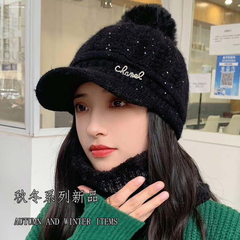 帽子女韩版秋冬天加绒加厚骑车保暖帽冬季护耳针织毛线帽休闲百搭