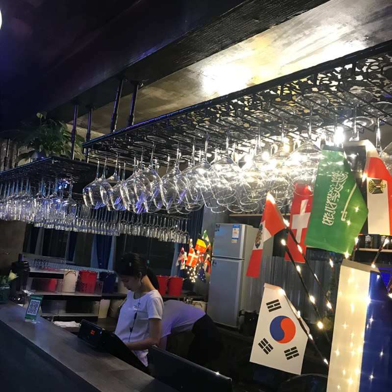 悬挂红酒杯架酒吧台倒挂吊杯架葡萄酒架欧式高脚杯架创意红酒架子