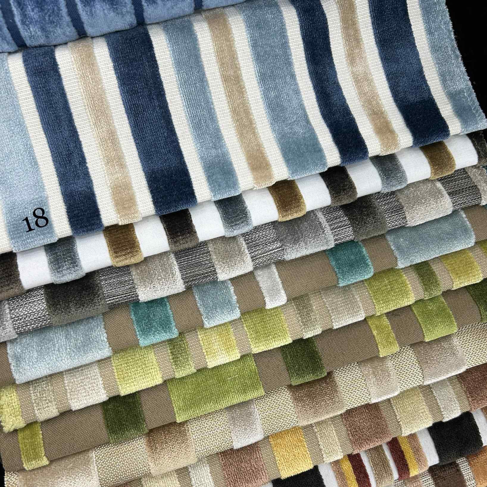 门幅140cm割绒双色深蓝色浅蓝色多色蓝绿宽条纹条子沙发布抱枕布