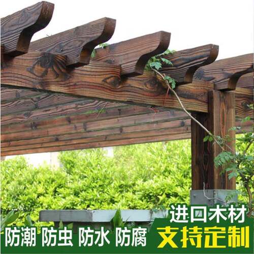 花园葡萄架碳化装防腐实木室爬藤架露台长廊凉子庭XJS-18院亭外饰