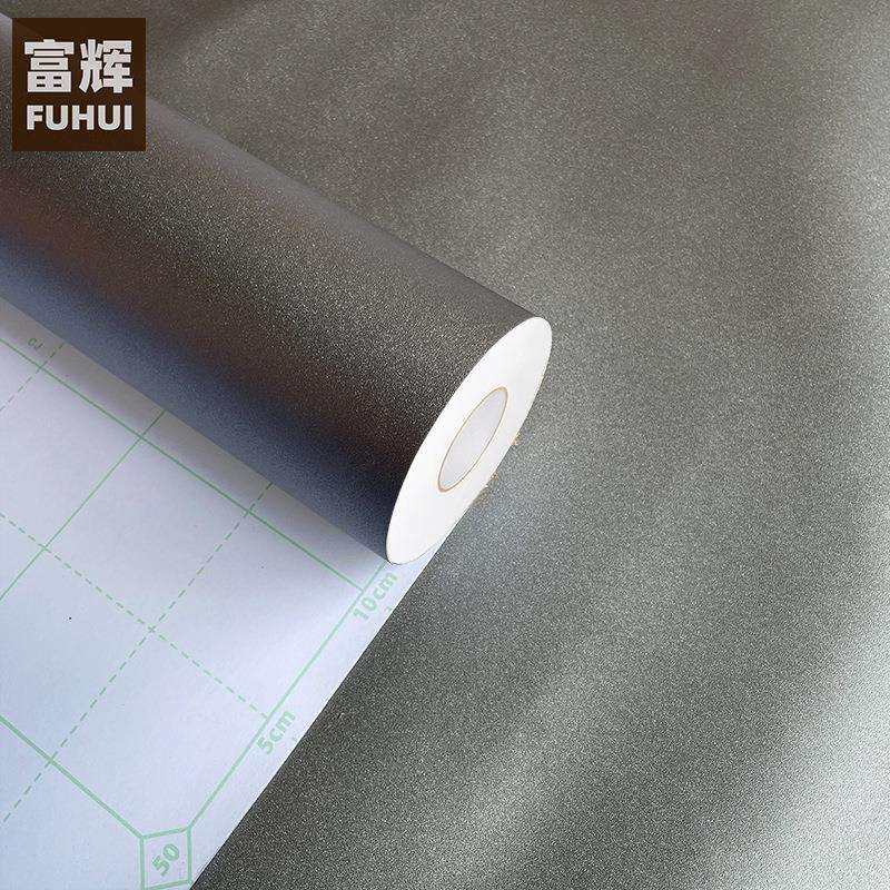银灰色磨砂闪点墙纸壁纸自粘PVC金属质感家具翻新贴防水防潮加厚