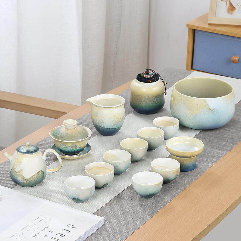 高档陶瓷功夫具茶为室家庭客厅和办公成套简单日本窑转的茶壶茶杯