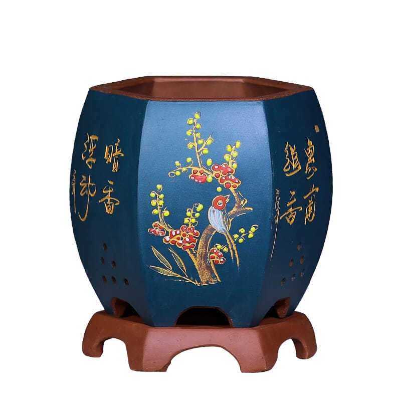 紫砂透气吸水多孔兰花盆君子兰盆刻绘书桌办公室花盆,鲜花速递/花卉仿真/绿植园艺,花盆,淘宝优惠券,粉丝福利购,淘宝优惠卷