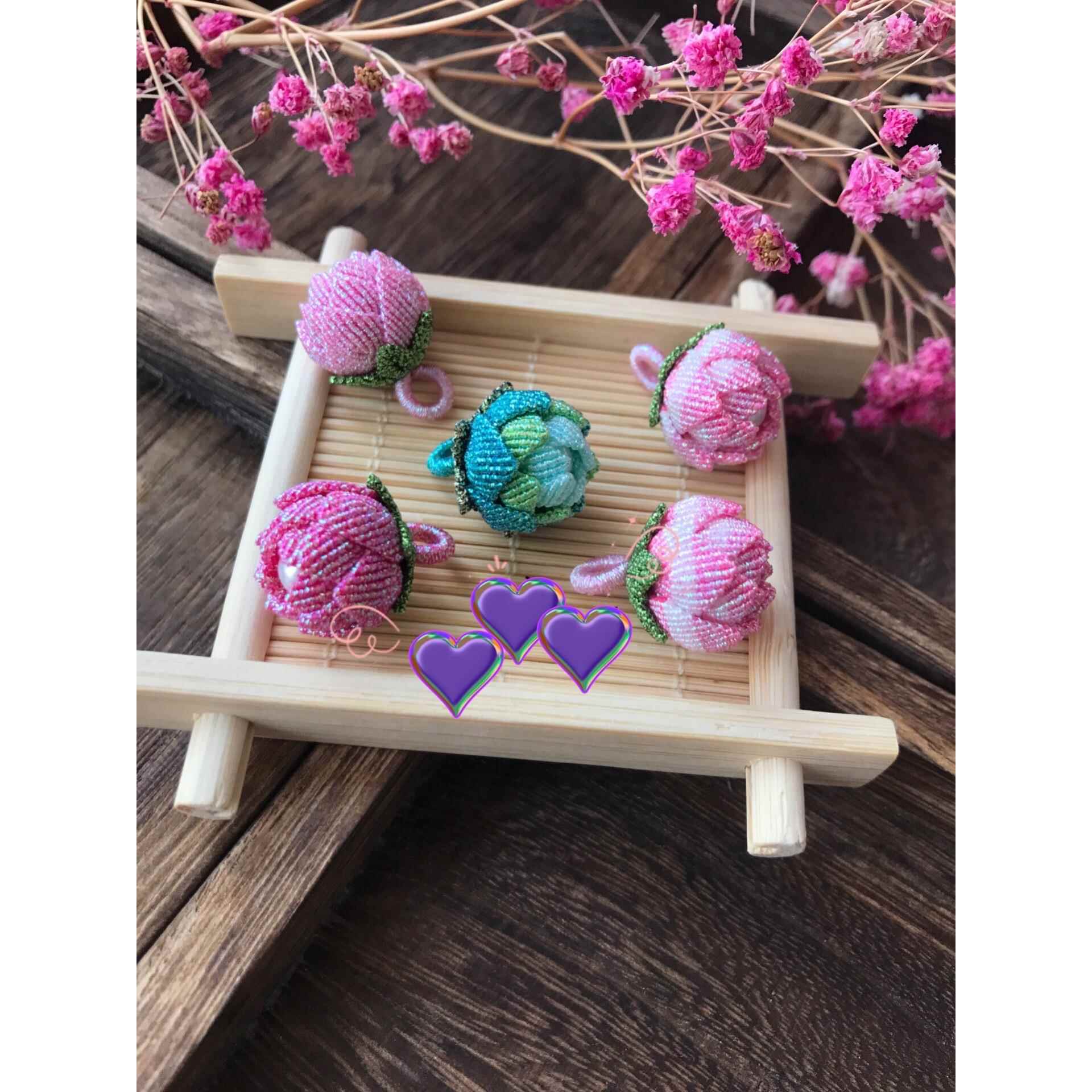 手工编织中国结幻彩迷你小莲花diy编绳材料包金线小挂件成品包邮