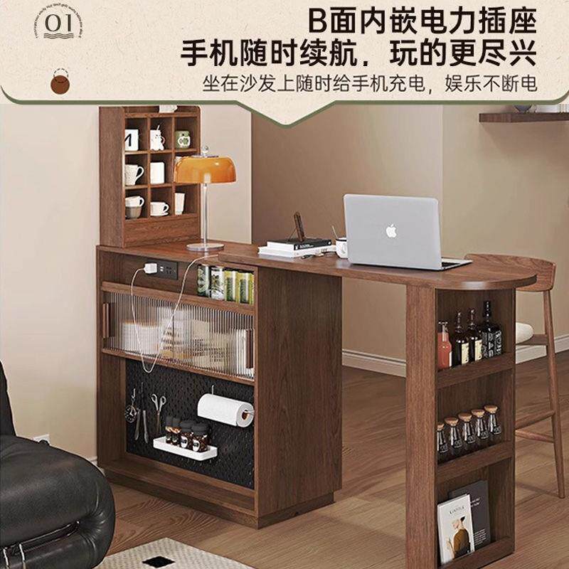 高端吧台桌子小户型客厅伸缩移动一体餐边柜隔断柜多功能边几酒桌