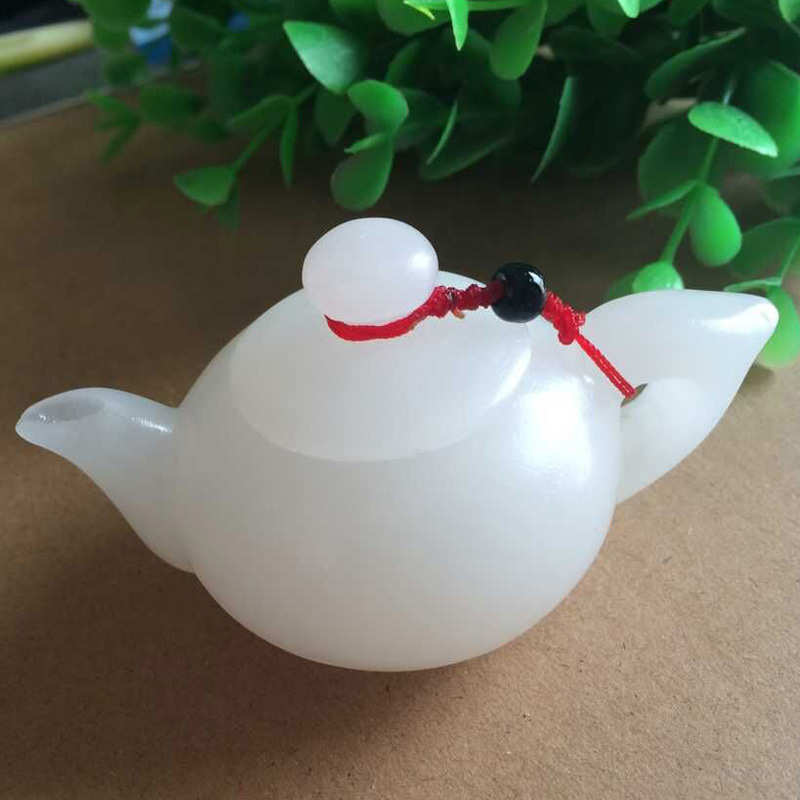 白玉壶酒壶茶具批发媲美和田玉羊脂玉玉石观赏壶手把玩件