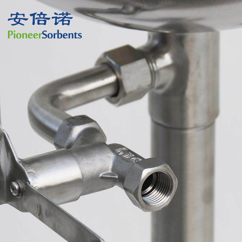 不锈钢立式洗眼器立式冲淋洗眼装置紧急喷淋洗眼机双口脚踏淋喷
