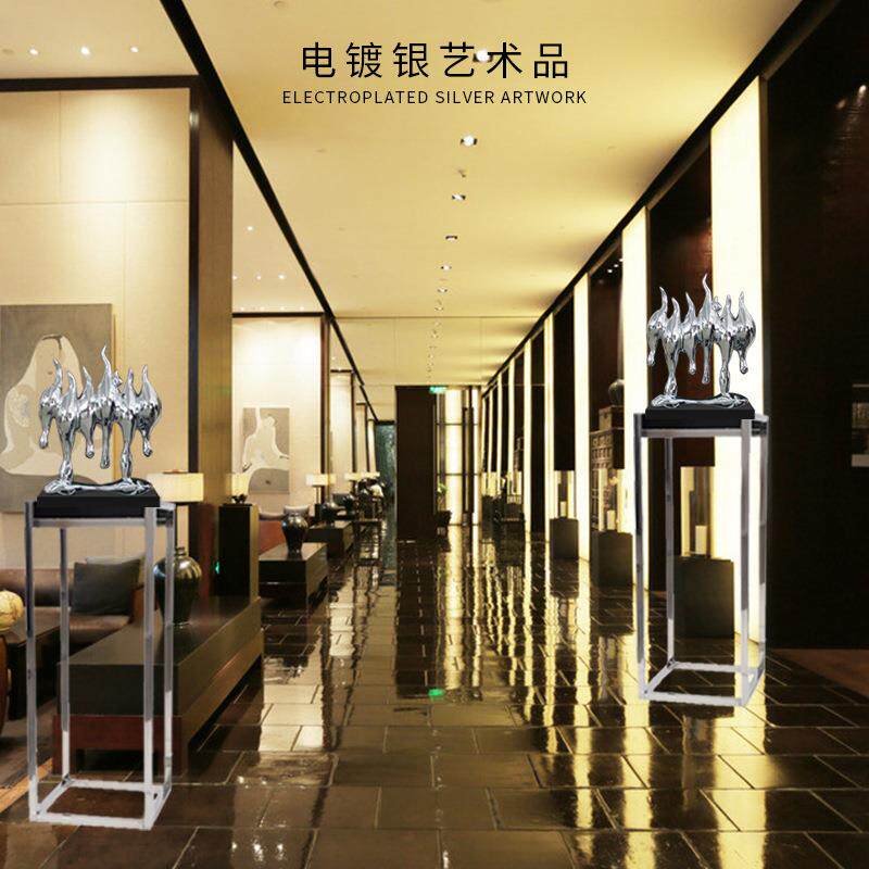 直供树脂电镀抽象水滴石头现货摆件大会堂家居新房玄关雕塑艺术品