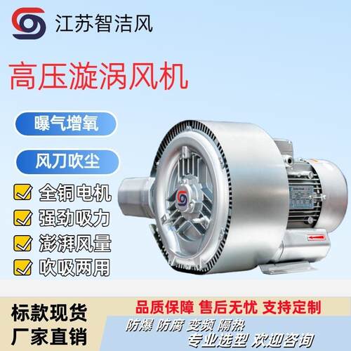 清洗干燥设备GRB-720H055/5.5KW双叶轮式漩涡鼓风机真空自动上料