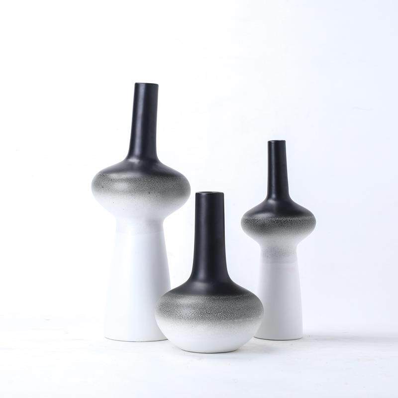 现代新中式创意陶瓷花器窑变花瓶新古典样板间售楼处软装饰品摆件