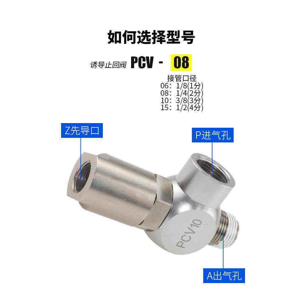 诱导止回阀气动快插逆止阀PCV08空气PCV06 PCV10F气控单向阀PCV15