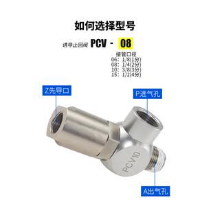 诱导止回阀气动快插逆止阀PCV08空气PCV06 PCV10F气控单向阀PCV15